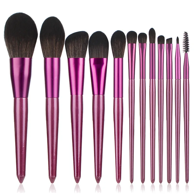 

Hot 12pcs Makeup Brush Set Premium Full Beauty Tools Wooden Brush Handle Professional Cosmetic Brush Set, Pink