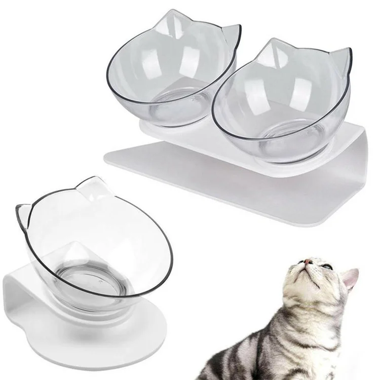 

Creative Cat Ear Shape Cat Bowl Double Protect Neck 15 Degree Bevel Pet Food Bowl Dog Cat Bowl, White