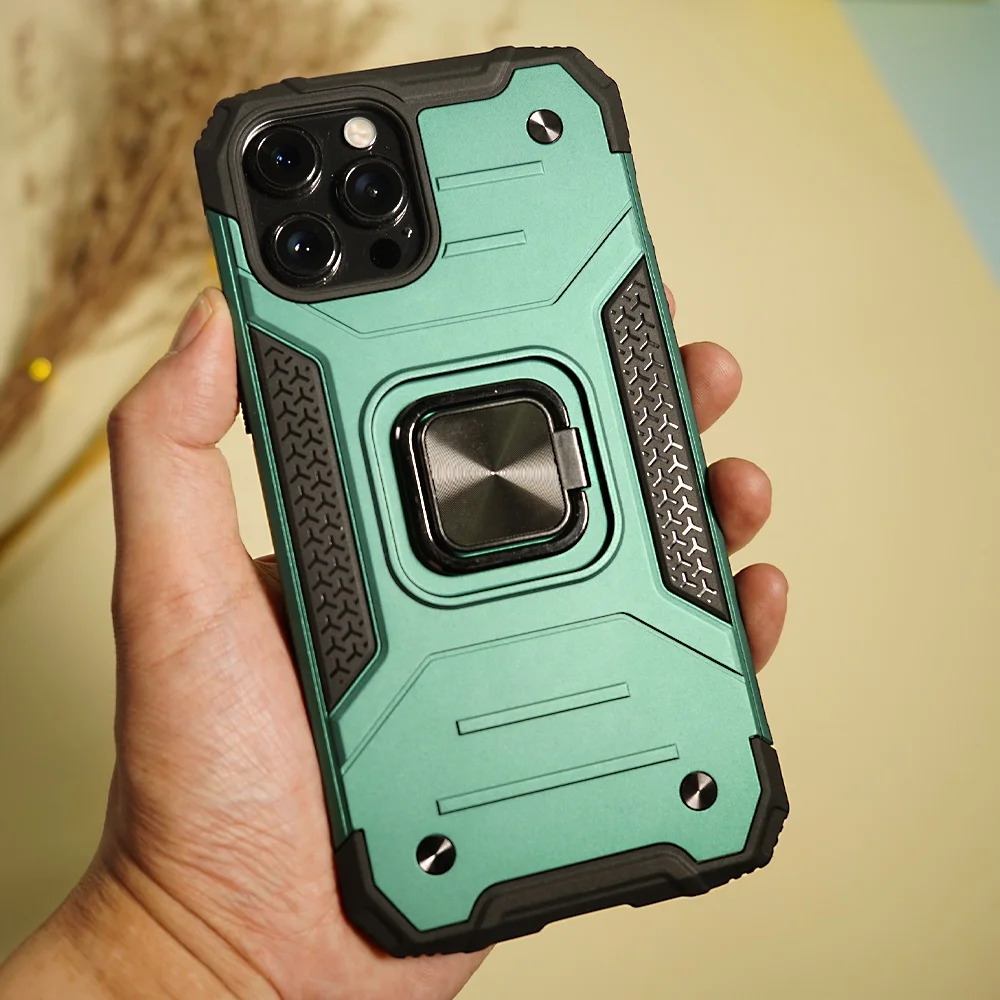 

Amazon Mobile Phone Accesories Back Cover with Ring Holder Shockproof Armor Phone Case for Iphone 13 11 12 pro max X/XS Case, 7 colors