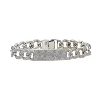 

Women mens iced out bling micro pave cz square bar charm curb Miami Cuban link chain bracelet 17cm rock hip hop jewelry