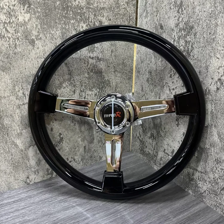Car modified steering wheel 14 long hole abs black vintage car vintage steering wheel iron plated steering wheel