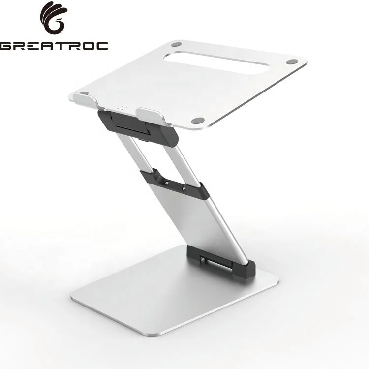 

Great Roc soporte para laptop ergonomic vertical stand free height adjustable elevated aluminum Standing Laptop Stand, Silver,grey
