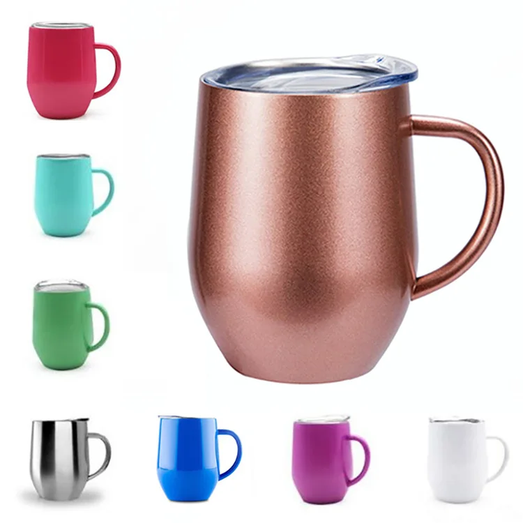 

Hot Selling Double Wall Metal Milk Cups Coffee Wine Tumblers Stainless Steel Eggshell Mugs With Handle