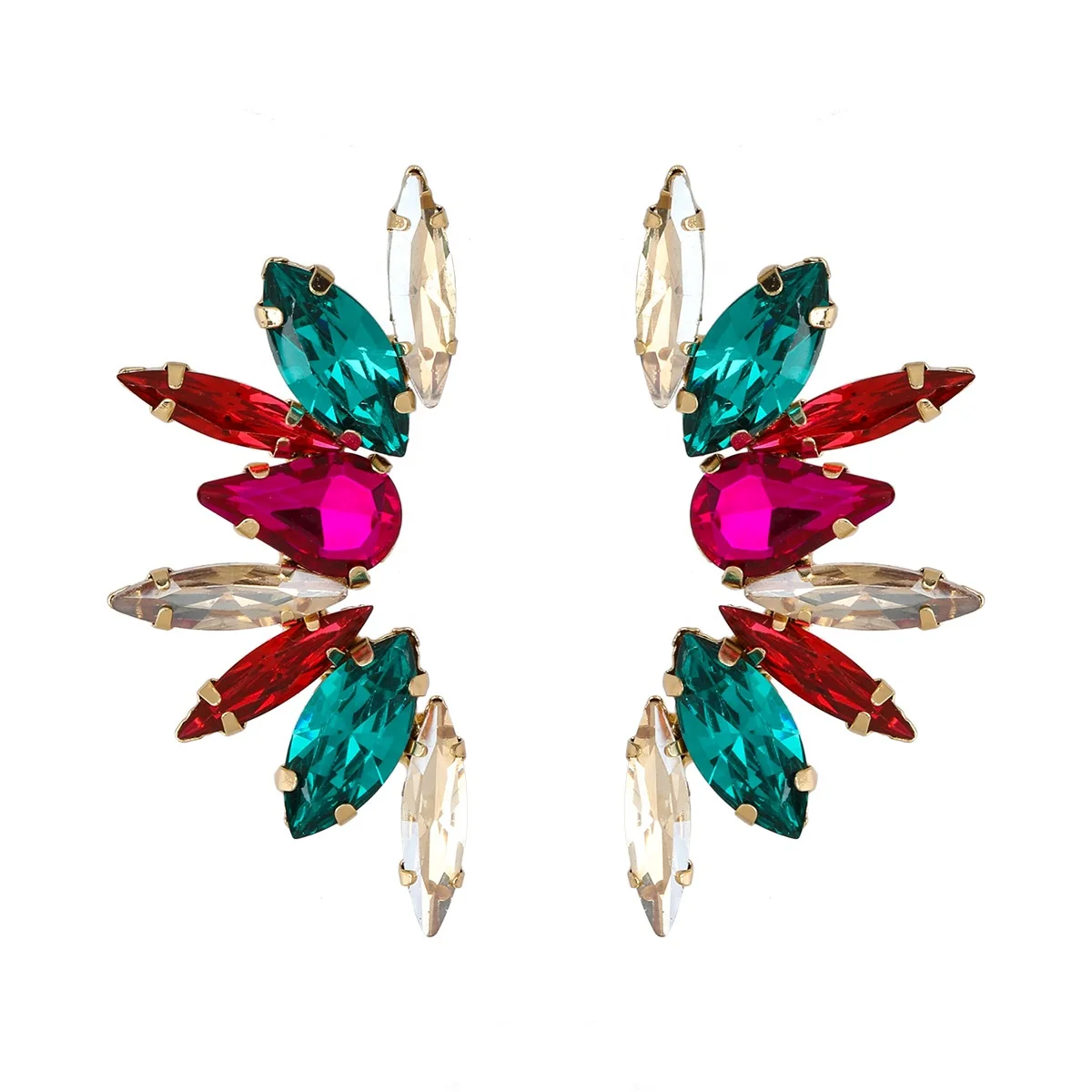 

Wholesale 2021 hot sell colorful wings crystal stone stud ear jewellery for women