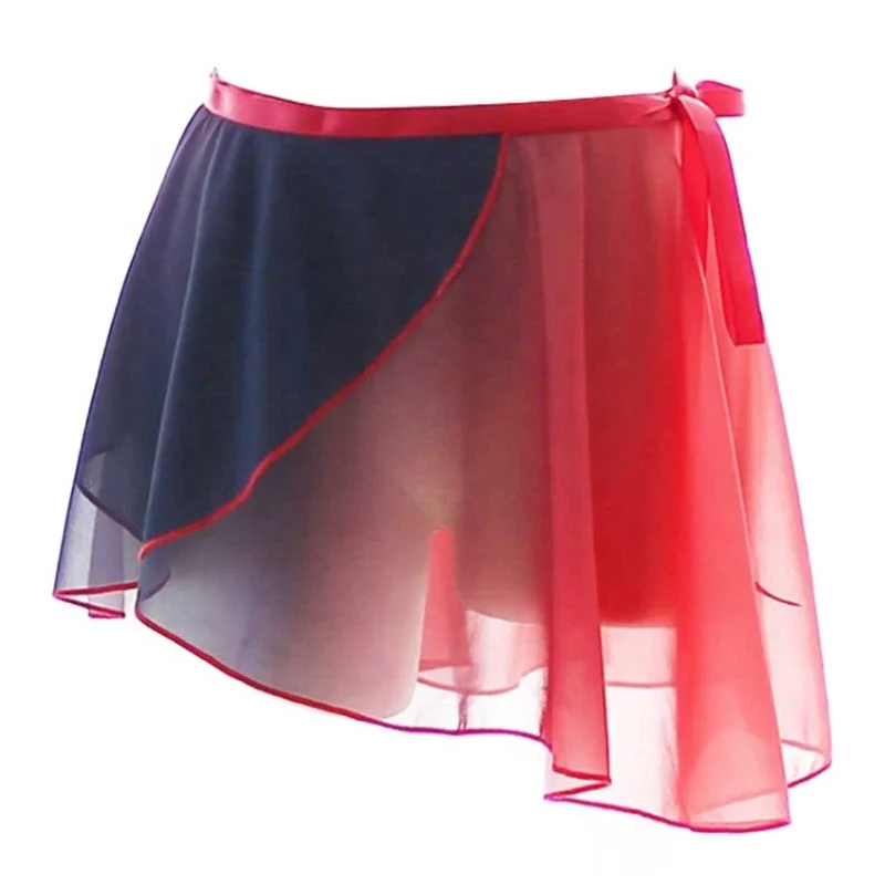 

Women Lace-up Gradient Chiffon Wrap Skirt Asymmetric Ballet Dance Training Gymnastics Performance skirt