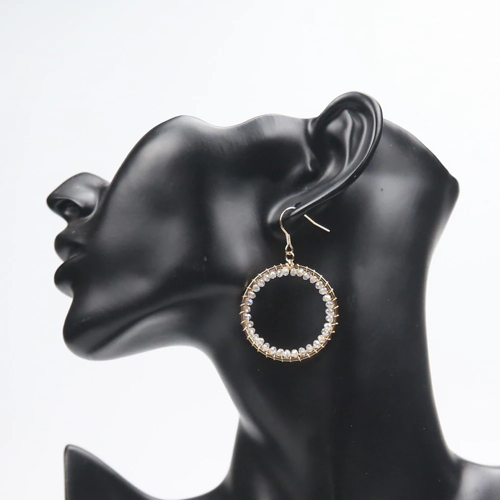 

XuQian Wholesale Transparent Beaded Earrings Big Circle Hoop Earrings For Women, Colors
