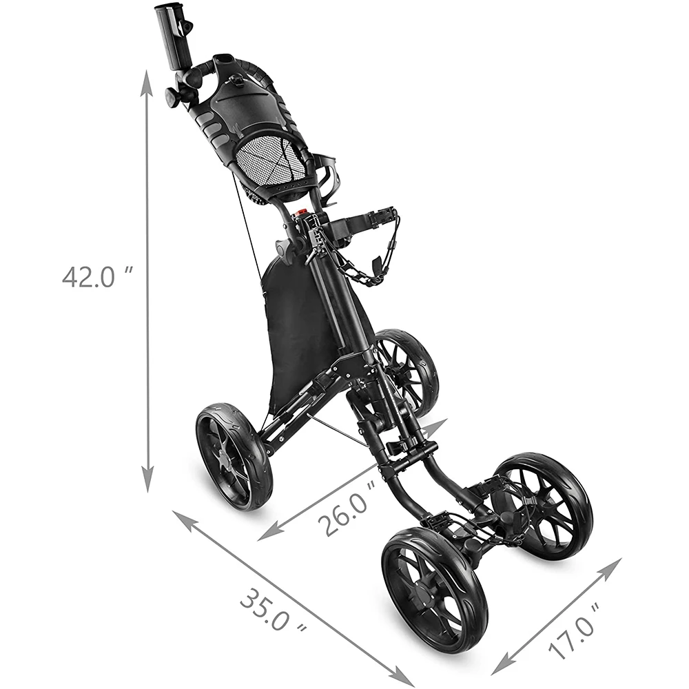 

GP New Type 4 Wheel Golf Push Cart Golf Trolley with Foot Brake and Umbrella Holder, Black,red,green or custom