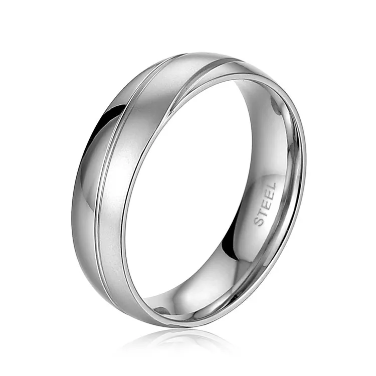 

New arrival portable stainless steel wedding band CZ couple band ring