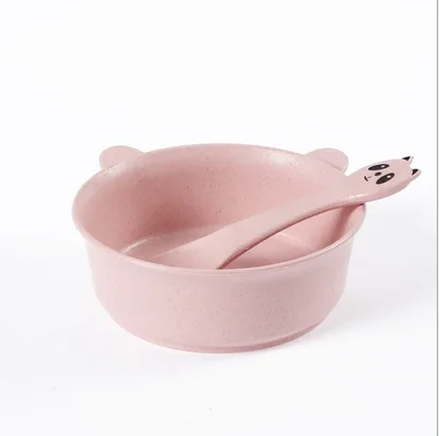 

Amazon hot sale fashion popular nice price wheat straw cutlery baby tableware set