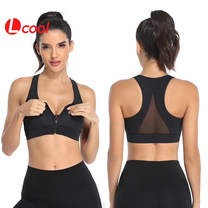 

Lcool Fitness Vest Plus Size Women's Front Zip Yoga Bra Plus Size Bra Sexy xxl Running bra women