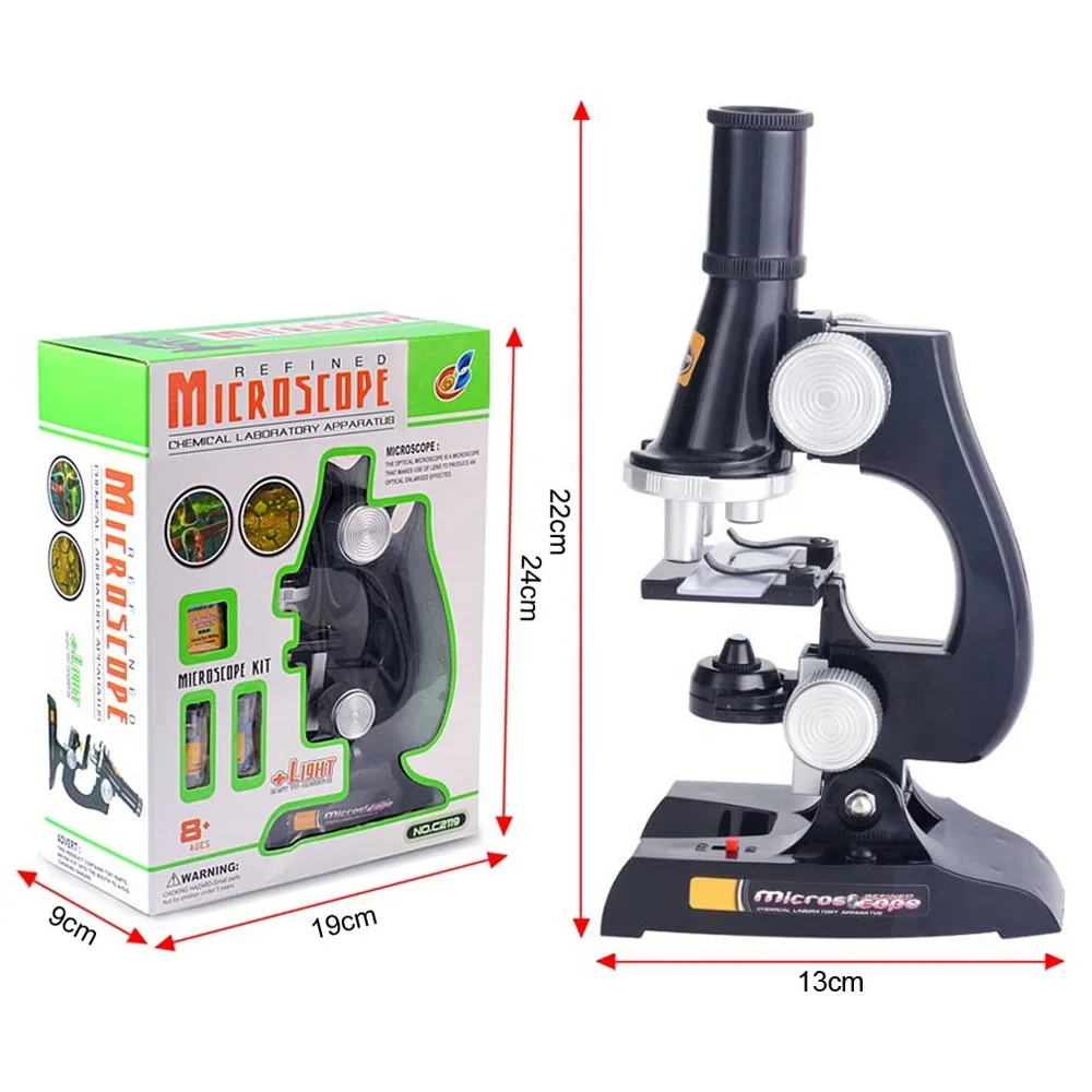
Kids beginner early educational science microscope stem kit with LED lights 450X 200X 100X magnification 