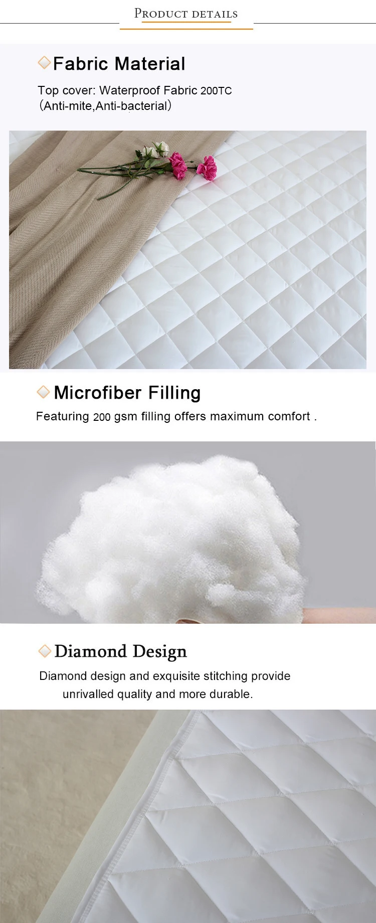 Factory Hot Sale white hotel lattice waterproof mattress cover mattress covers protectors