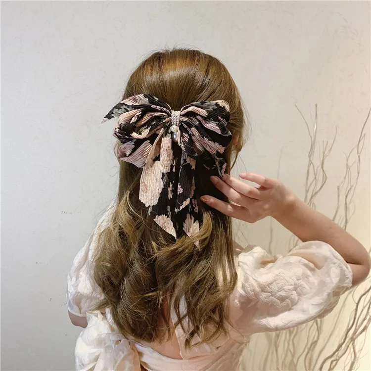

Latest Korean Style Big Bow Hair Clips Ornament Hairpin Headdress Hair Accessories French Clips Big Hair Bows