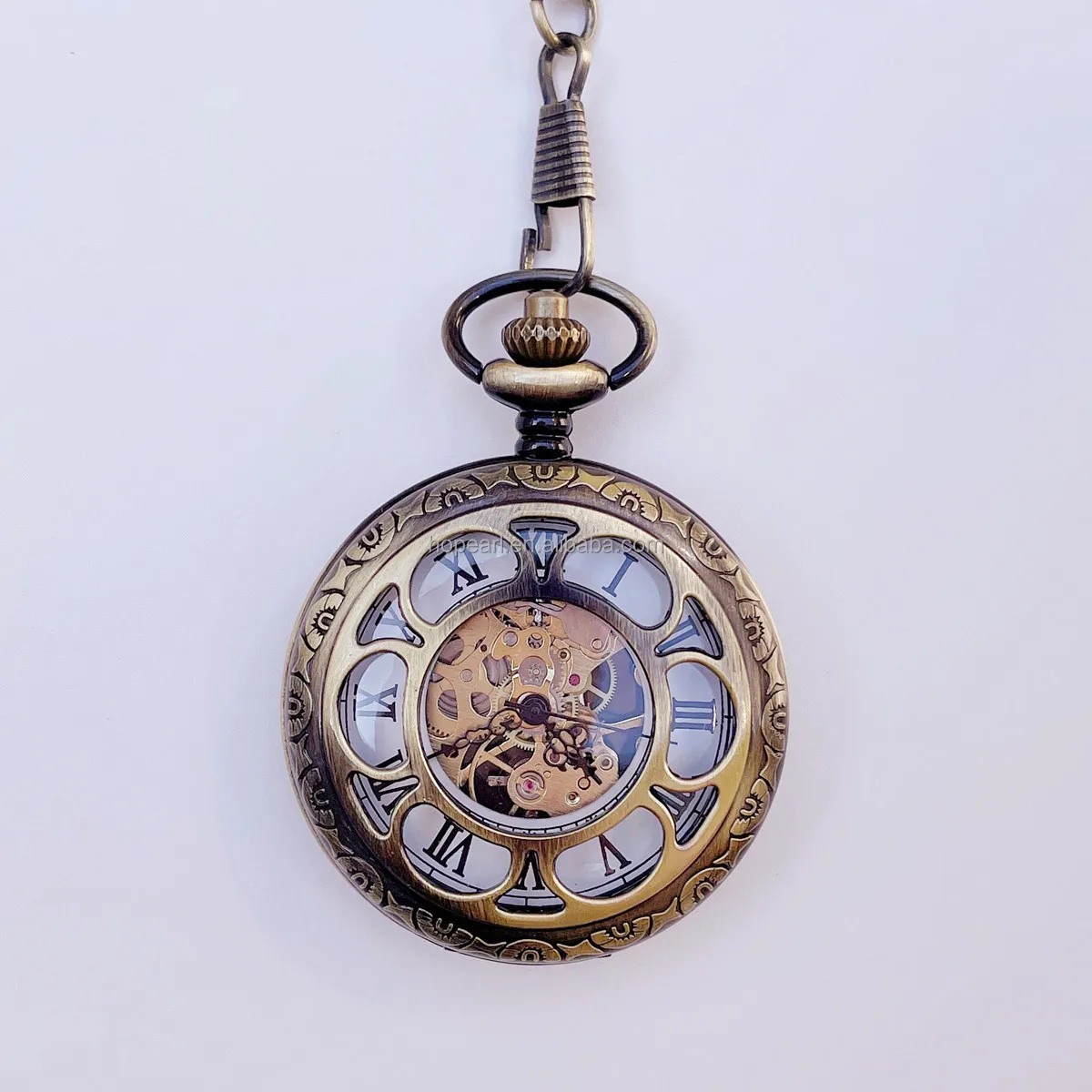 

WAH262 Vintage Retro Bronze Two Sides Opening Lid Mechanical Pocket Watch