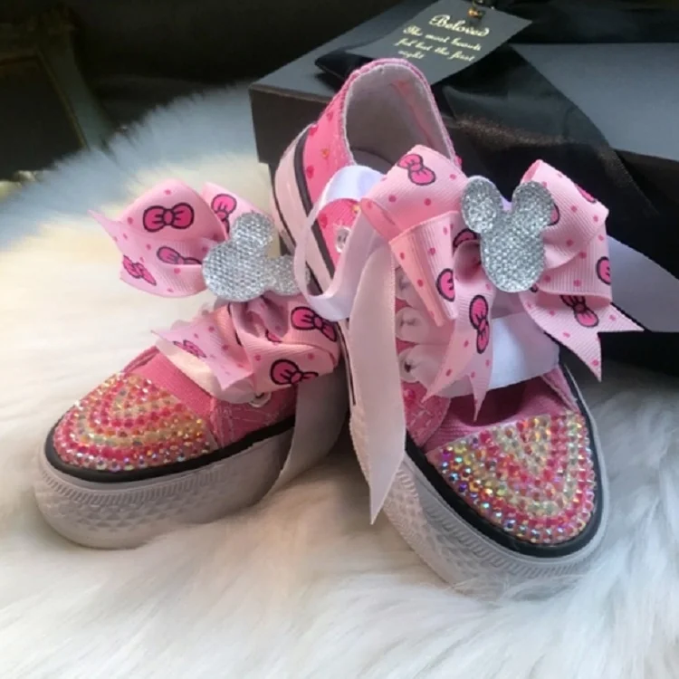 

Original Design Girls Kids Rhinestone Sneakers Cute Cartoon Mouse Toddler Child Casual Shoes Running Shoes