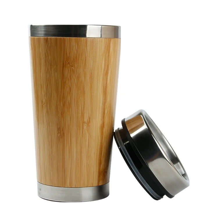 

MIKENDA double wall stainless steel tea cup bamboo water bottle vaccum thermos eco friendly