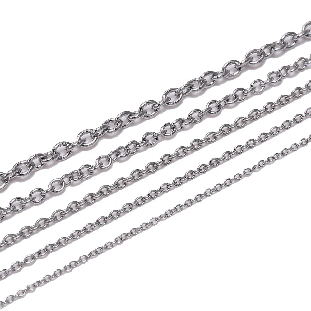 

5meter/lot 1.2 1.6 2.5 3 mm Cross Stainless Steel Necklaces Chains Bulk Link Chain For DIY Jewelry Making Findings Accessories