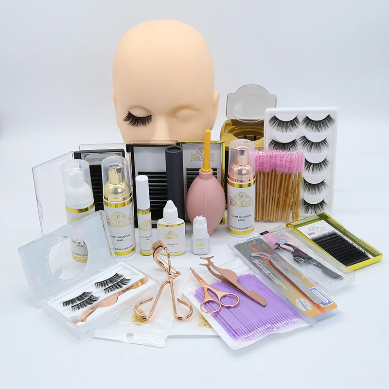 

Hot selling Eyelash Extension training Kits/Starter Lash Kit Set/Professional Eyelash Extension Tools, Natural black