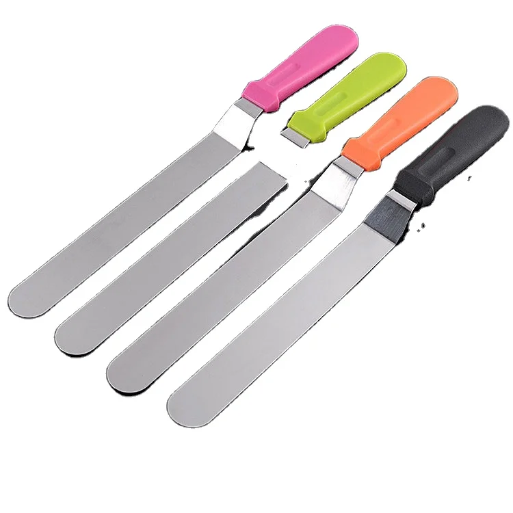 

Popular Selling Plastic Handle Baking Tools Stainless Steel Blade Cake Butter Spatula, Customized color