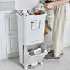 Household Kitchen Dry and Wet Separation Classified Trash Can with Lid
