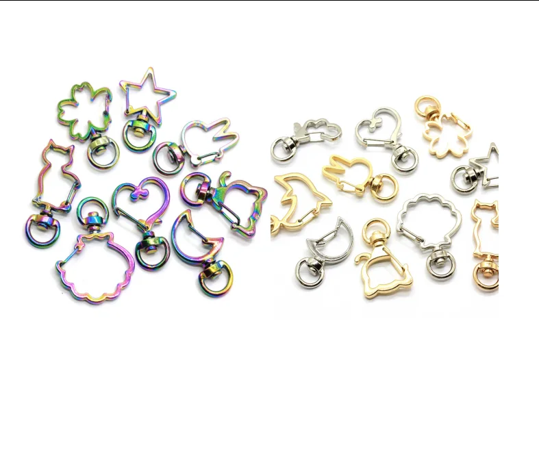 Heart Star Bling Lobster Clasp Clips Key Hooks Keychain Split Ring DIY Bag Jewelry Gold Handmade Zinc Alloy SOLA Plating Gold