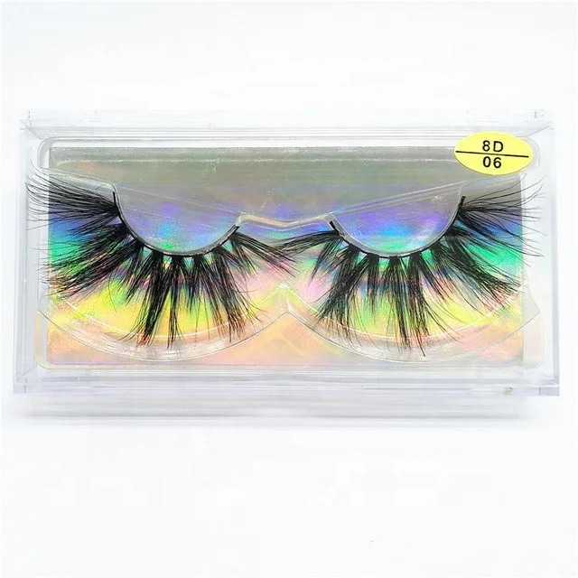 

BEAU FLY 1 Pair 8D Mink False Eyelashes 25mm Dense Long False Eyelash with Box, Black