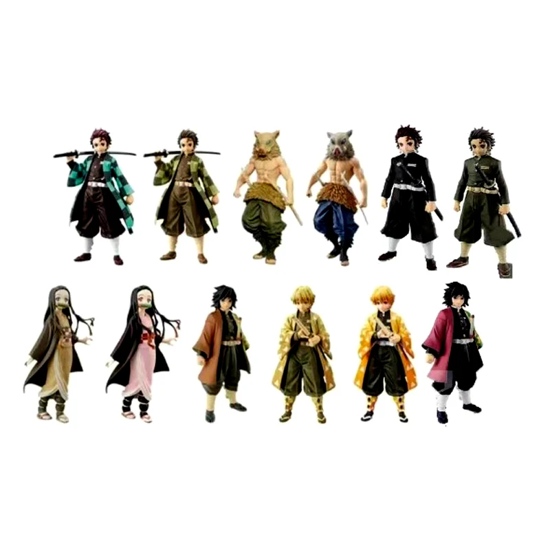 

12 pcs/set Oem custom manufacturer Kimetsu no Yaiba Agatsuma Zenitsu kamado tanjirou demon slayer figure action demon slayer