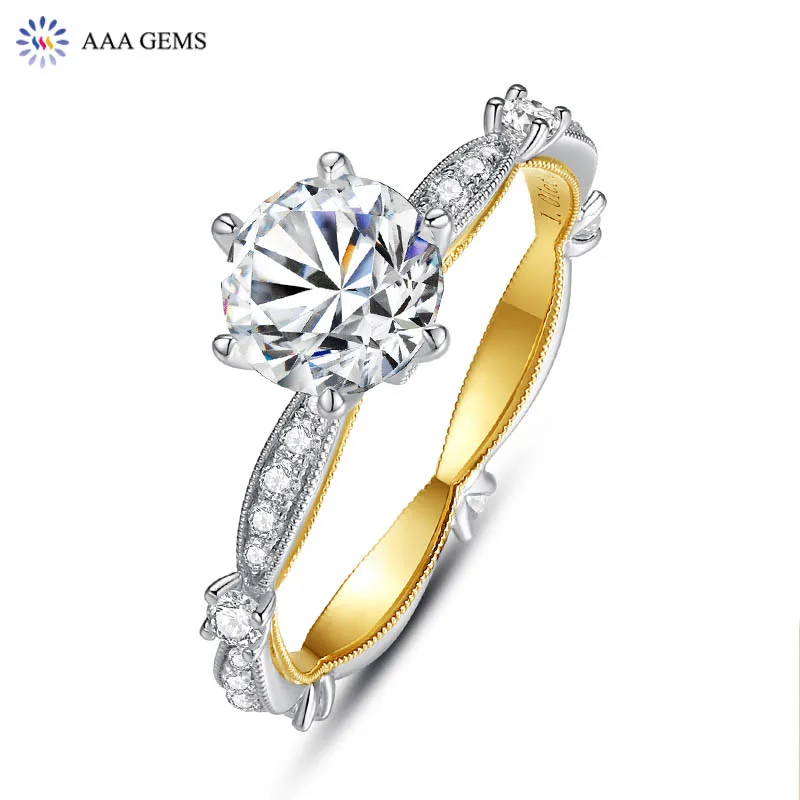 

AAA Gems New Arrival Wedding Band Engagement Ring 10K 14K White Gold Diamond Ring, Picture shows