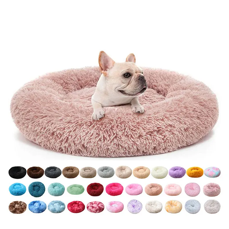 

New Dog Pet Bed Kennel Round Cat Winter Warm Dog House Sleeping Bag Long Plush Super Soft Pet Bed Puppy Cushion Mat cat Supplies