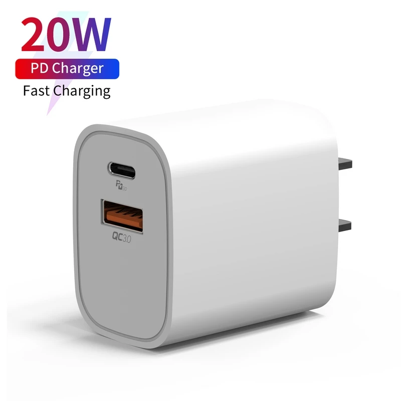 

20w usb-c power adapter charger for chargeur iphone original for type c iPhone designer chargers heard, Black/white