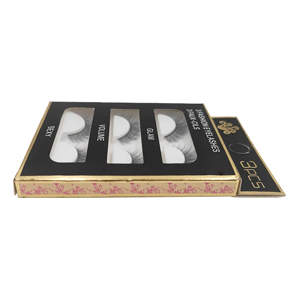 

Vendor Individual Custom Label Popular Waterproof 3 Pairs Faux Mink Eyelashes Set eyelashes trey set of 25mm eyelashes