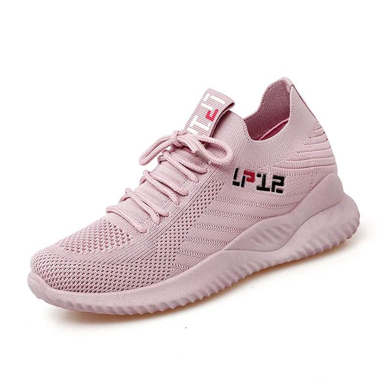 

2021 New Arrivals Breathable Pink Casual Sneakers Women Running Shoes, Black white pink