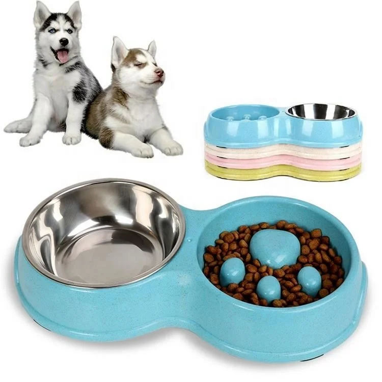 

Eco Friendly Bone Shape Pet Bowl Stainless Steel Dog Bowl Pet Feeder Double Dog Bowl, Colorful