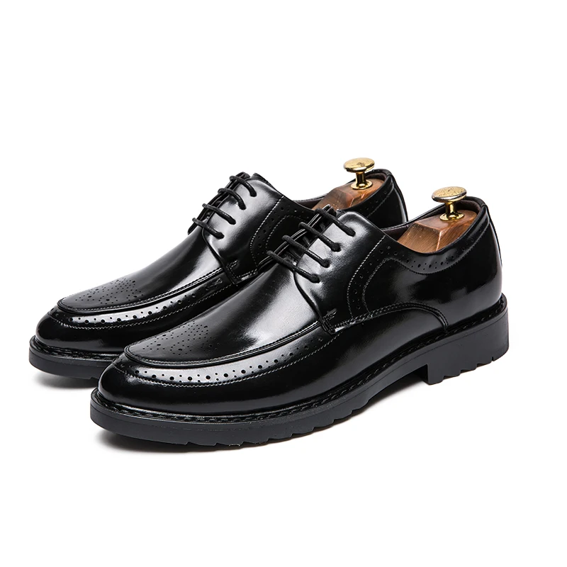 

Business negotiation man formal shoes 2021 spring casual artificial leather shoes red fashion work men's shoes non-slip rubber, Black red gold