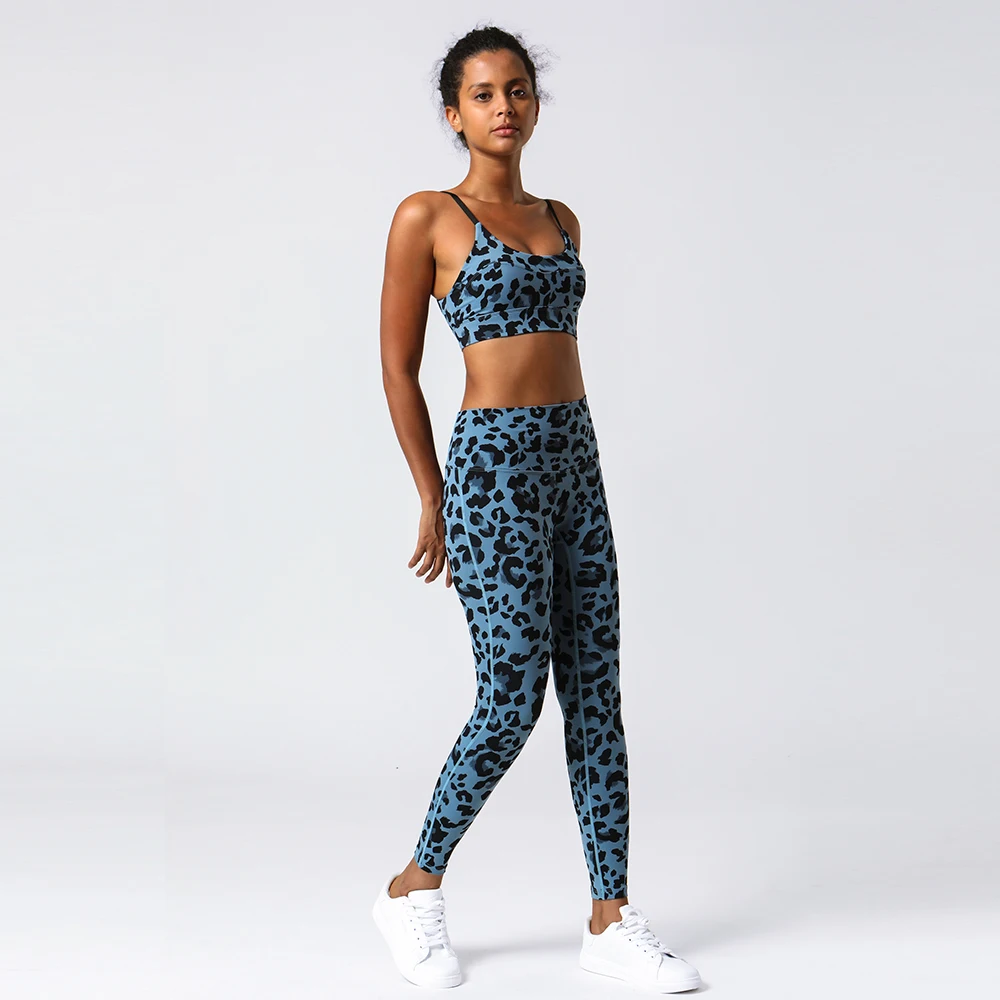 

Wholesale 2 Piece High Quality Plus Size Leopard Print Gym Yoga Set Activewear Yoga Gym Leggings Set seamless yoga set, Customized colors