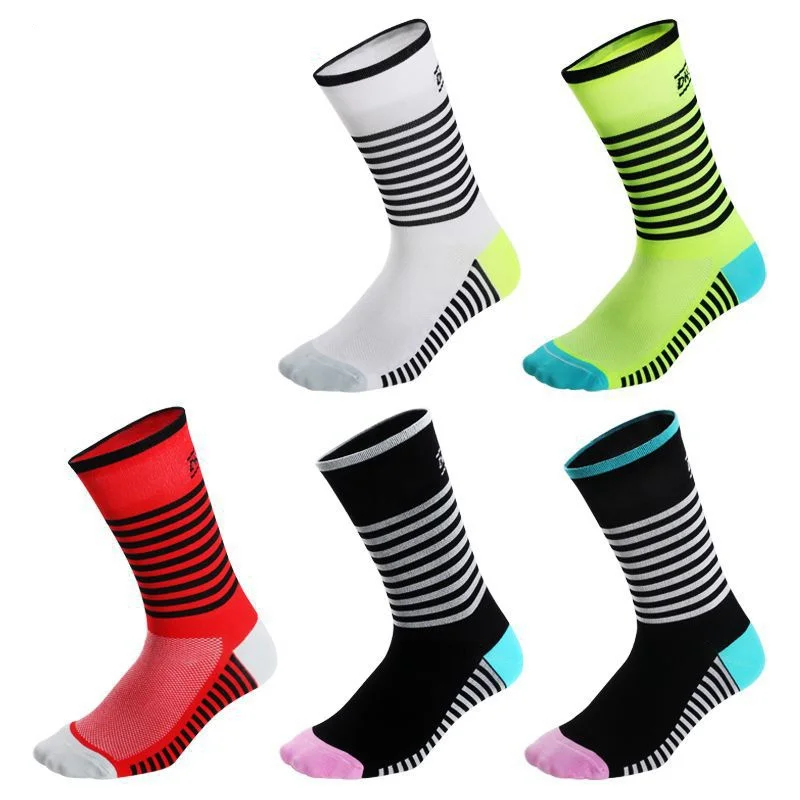 

2021 High Quality Stripe Pattern Cycling Socks Custom Logo Bicycle Bike Sports Socks For Cycling