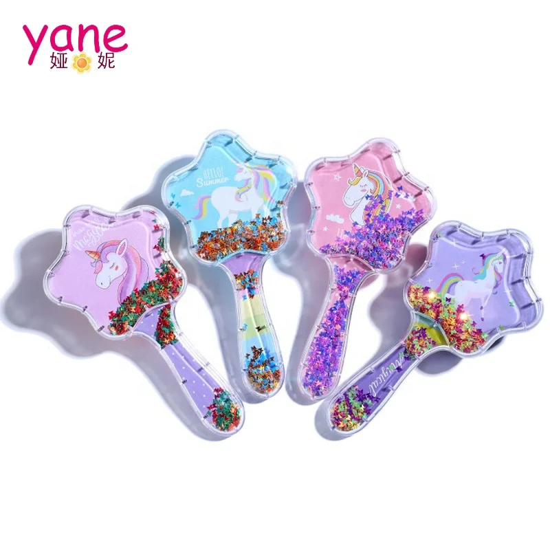 

Unicorn Quicksand Sequins Star Airbag Comb Flash Powder Cute Cartoon Hair Brush, Custom made