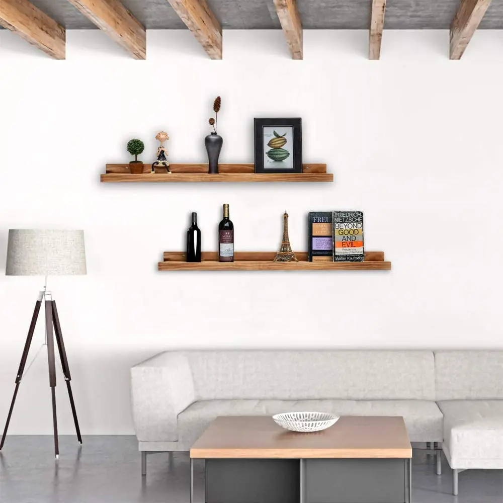 PHOTA-Picture Ledge Floating Shelves Set of 2 Modern Style Shelves for Bedroom, Kitchen, or Bath