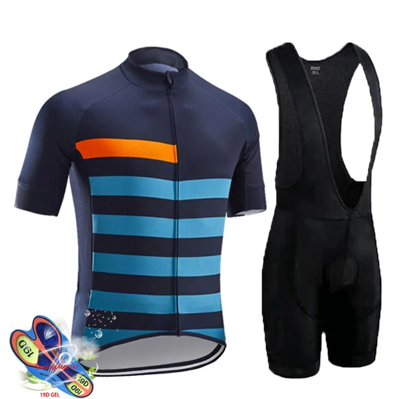 

2021 New Pro Cycling Wear Set Team Bicycle Clothing Maillot Ciclismo 3 Types of Fabric Splicing Bib Knickers Set