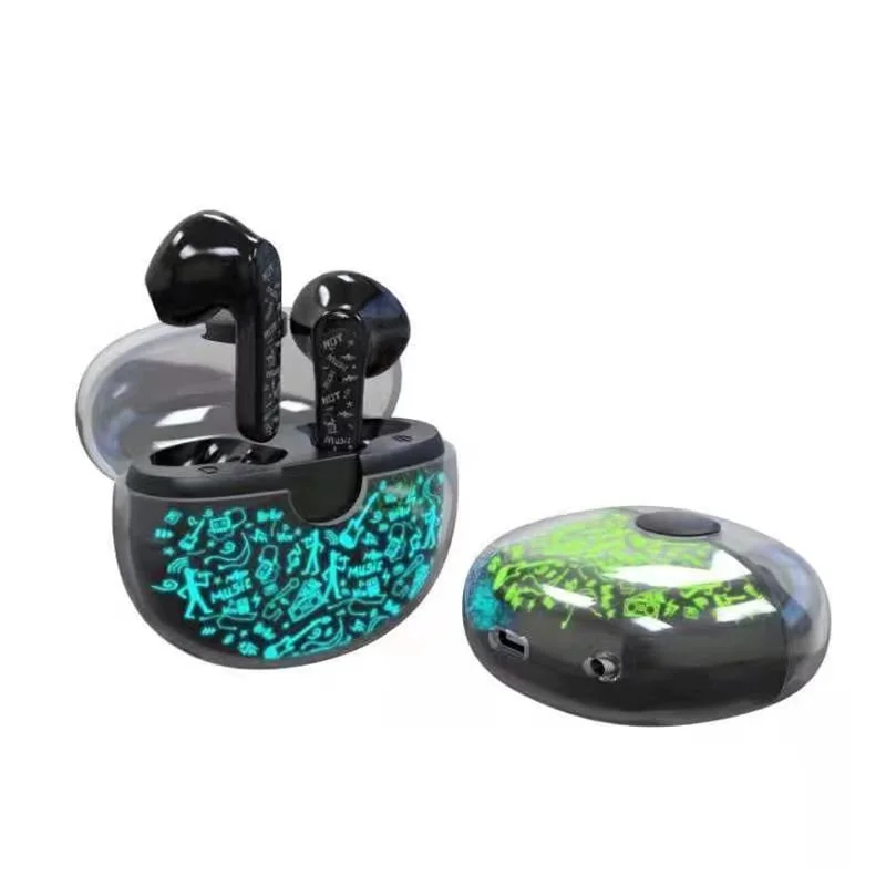 

mini with charging case Wireless Colorful breathing Led RGB light y95 BT tws earphones, Black white