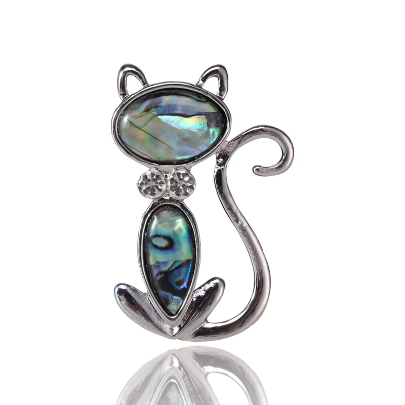 

High Quality Beautiful Alloy Silver Shell Cat Party Rhinestone Wedding Female Pins Brooches, Sliver