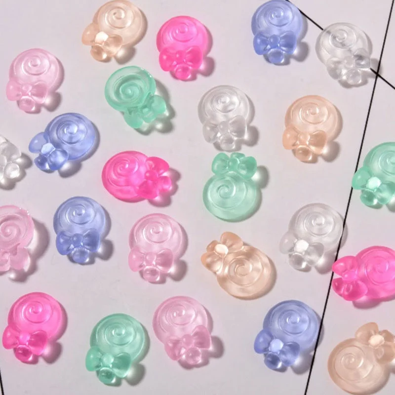 

Paso Sico 20pcs/bag Mixed 2021 Nail Candy Color Kawaii Cartoon Ornament Lollipop Resin Design Nail Art Charms for Nail Supplies