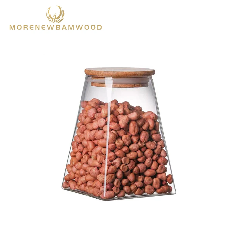 

Factory outlet glass storage jars with bamboo cover , glass storage containers