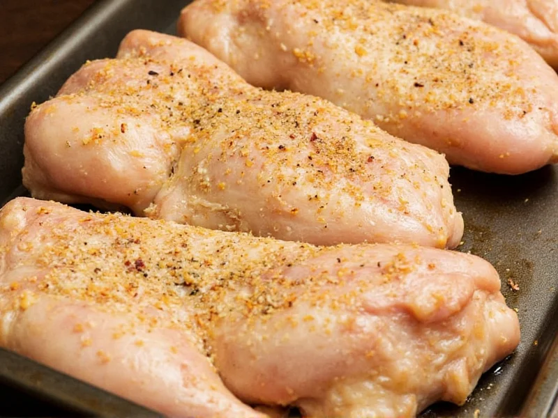Seasoning application on chicken breast
