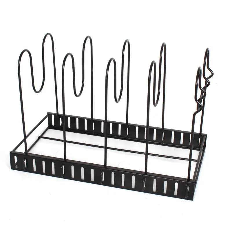 

Adjustable Kitchen metal pan organizer racks for pan and pot lid holder, Black