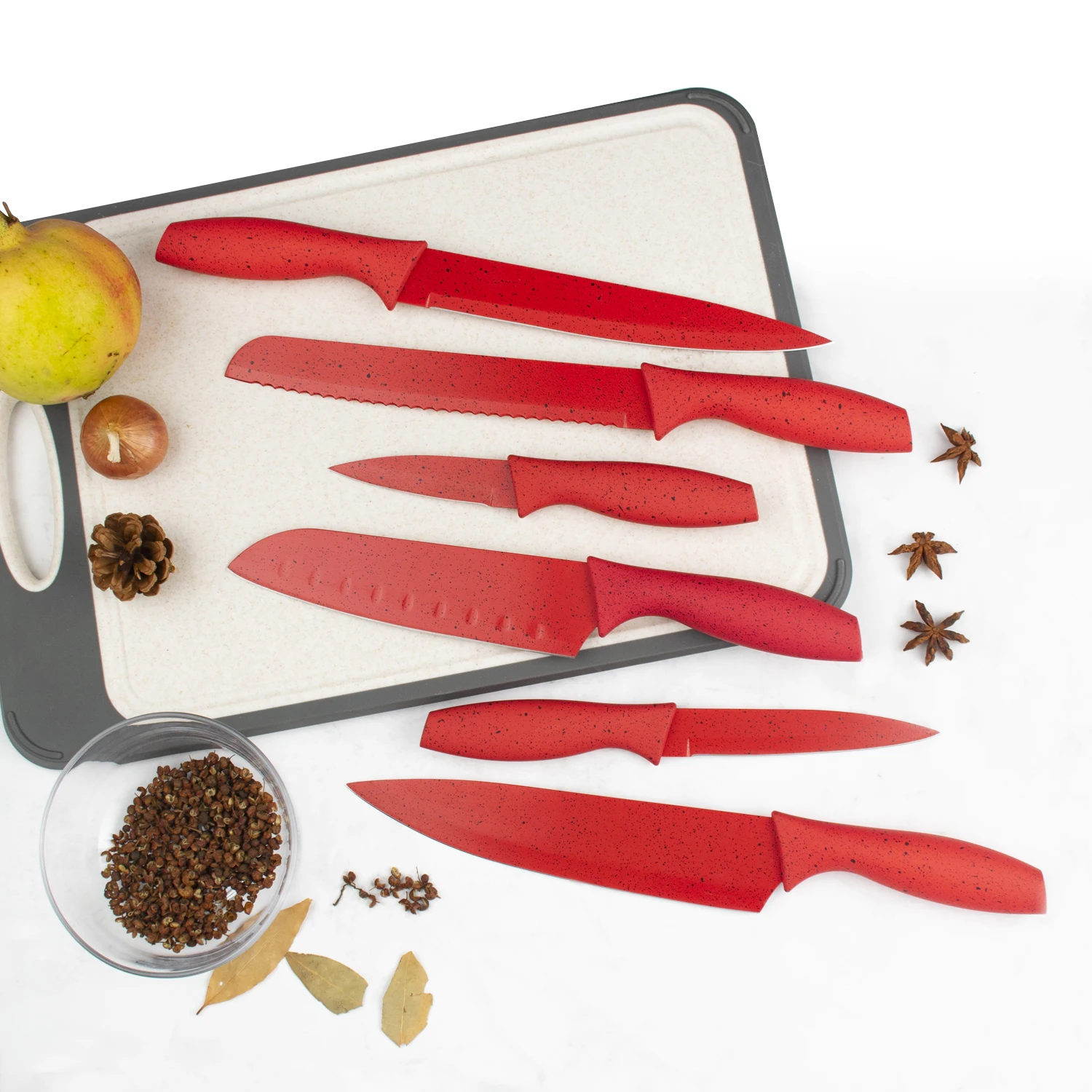 

Hot sale good price 7 pcs cooking Kitchen knife non-stick painting stainless steel kitchen knife set