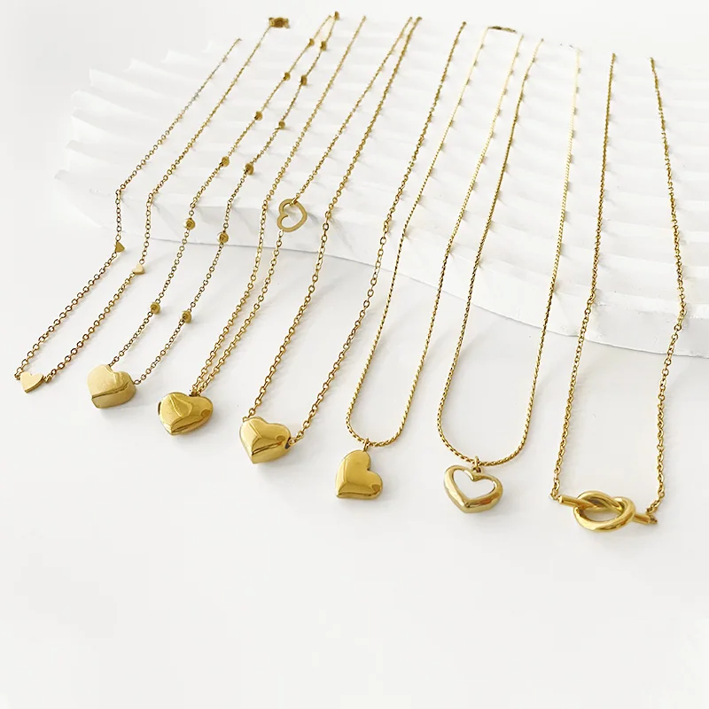 

Wholesale Minimalist Jewelry INS Stainless Steel Heart Clavicle Chain Gold Plated Necklace Femme Bijoux Acier Inoxydable