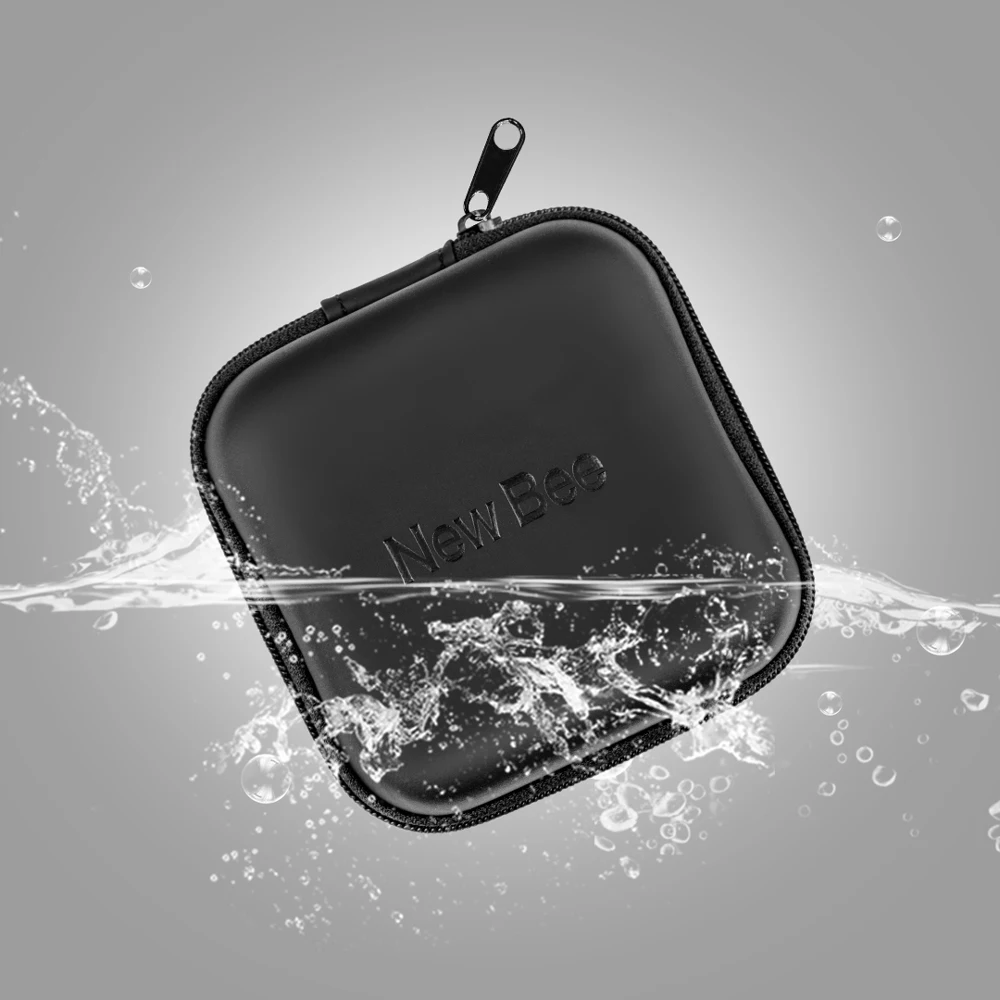 

New Bee Portable EVA Square Waterproof Storage Bags Carrying Case Pouch for Earphone Headset Cables, Black