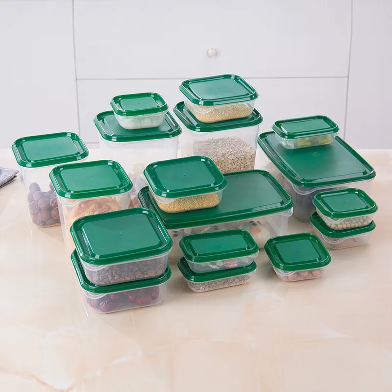 

Ecofriendly PP Food Grade17pcs airtight food storage container set With Lids, Clear, transparent