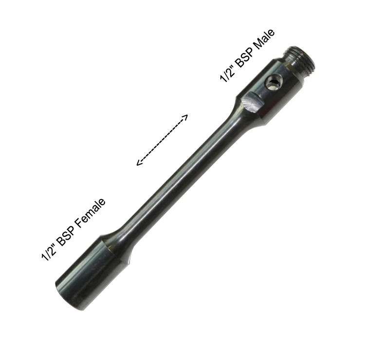 1/2"  BSP Male to 1/2" BSP Female 200mm Extension Bar for Dry Drilling Diamond Core Drill Bits